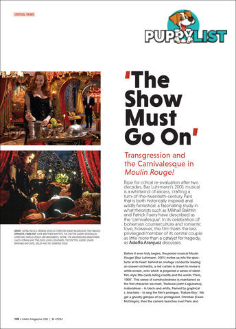 'The Show Must Go On': Transgression and the Carnivalesque in 'Moulin Rouge!'