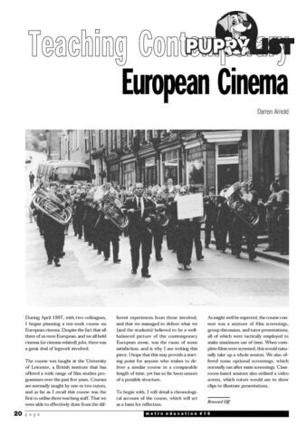 Teaching Contemporary European Cinema