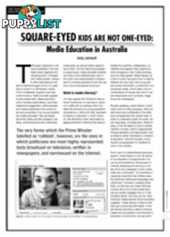 Square-eyed Kids are not One-Eyed: Media Education in Australia