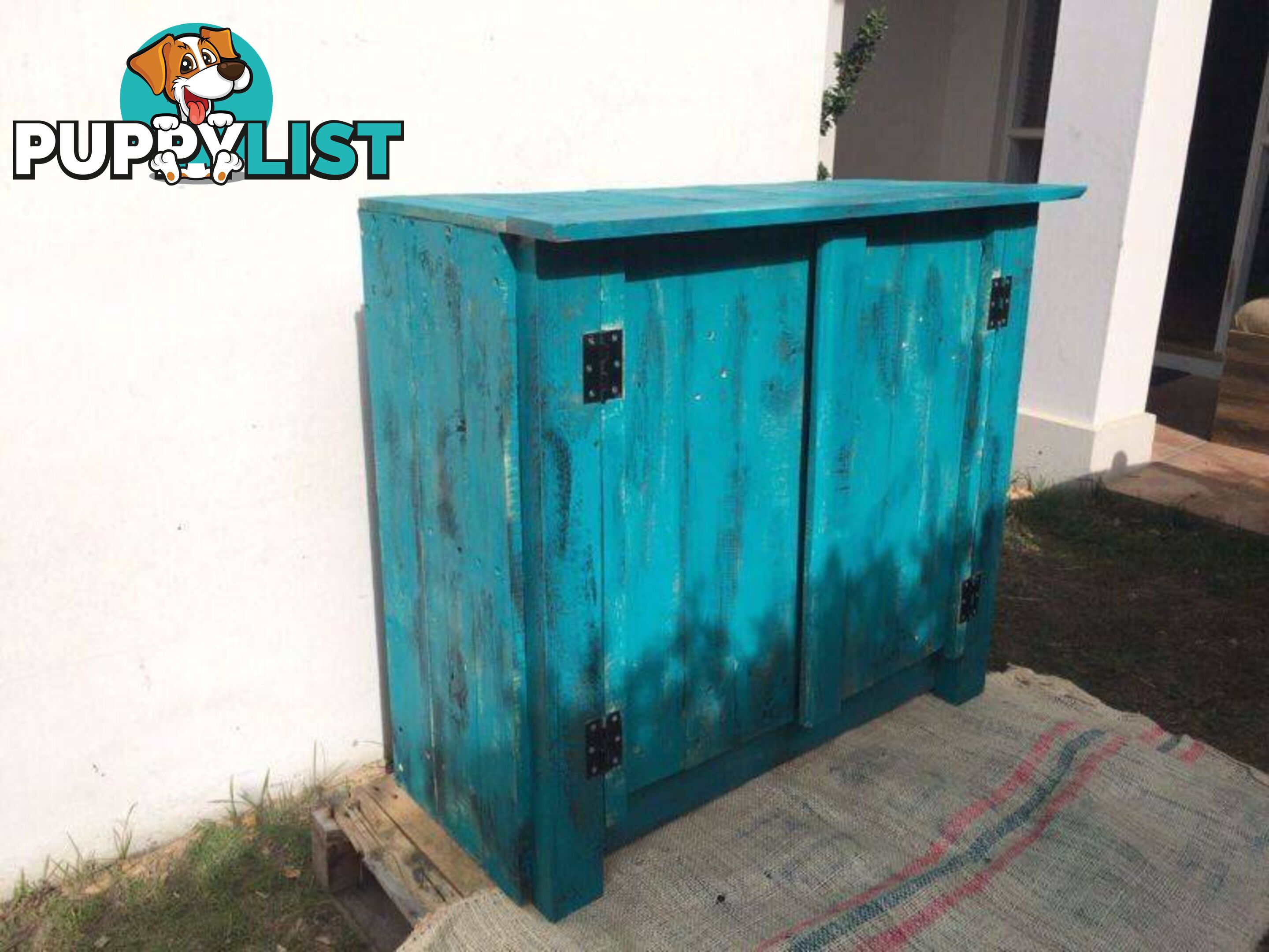 Teal coloured cupboard $400