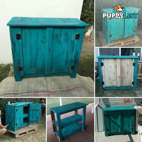 Teal coloured cupboard $400