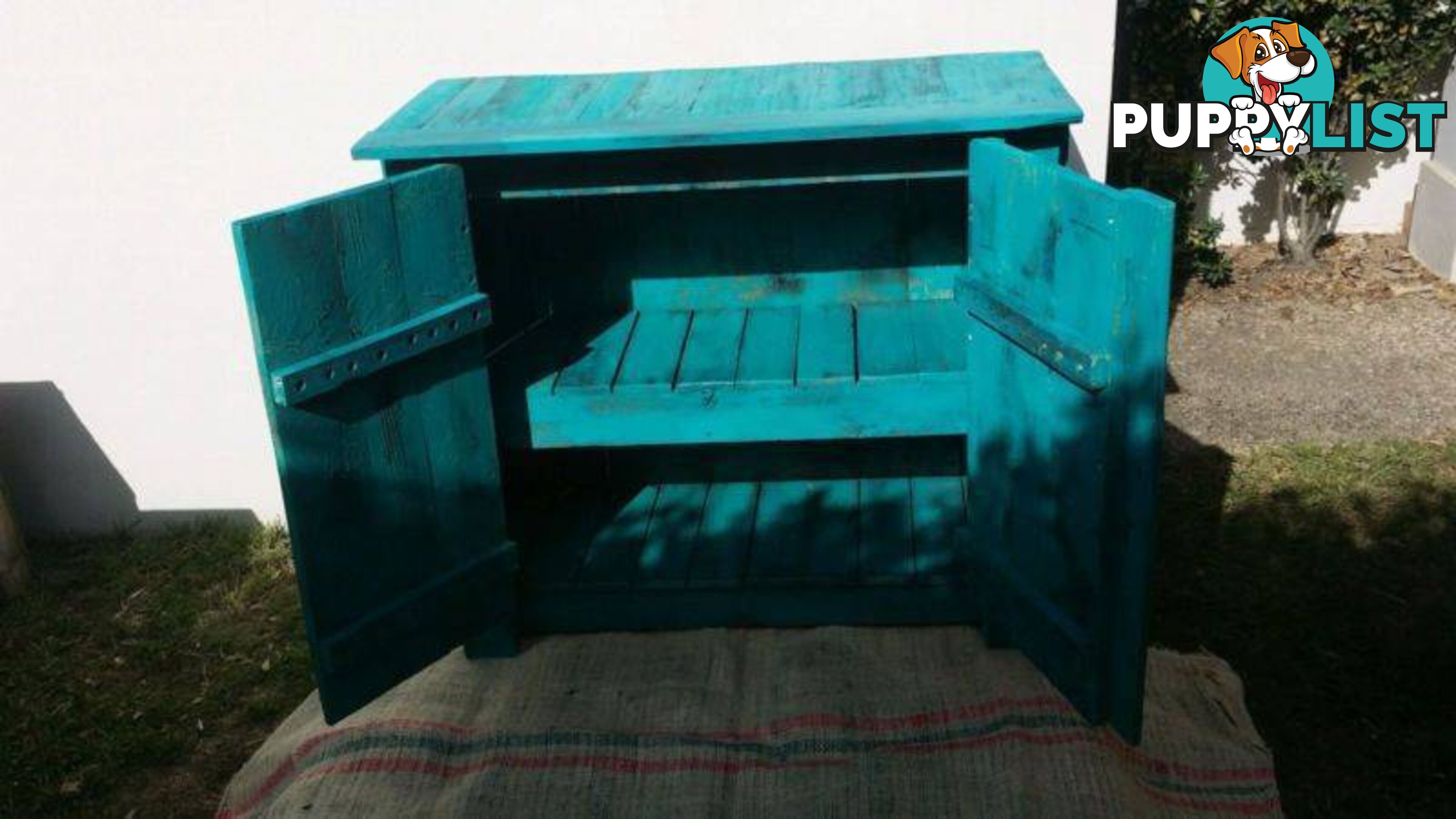 Teal coloured cupboard $400