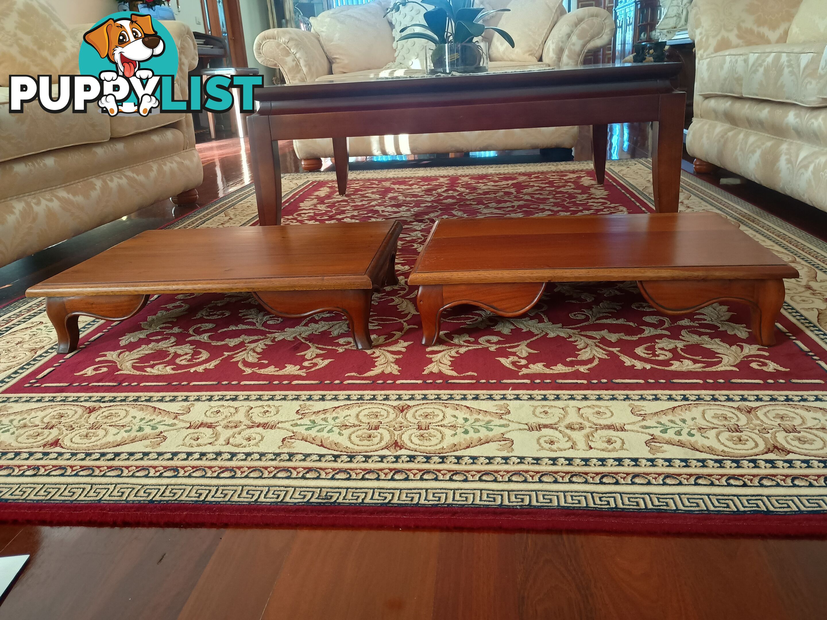 Solid rosewood table pedestals and/ or breakfast trays.