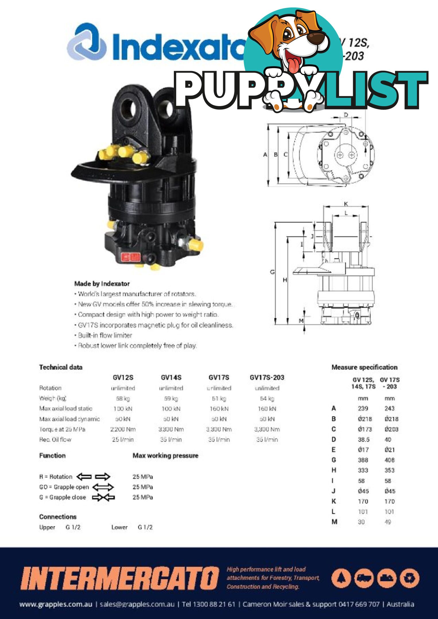 Pendulum Mount Rotators - excavators & cranes, Indexator & Intermercato