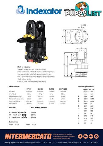 Pendulum Mount Rotators - excavators & cranes, Indexator & Intermercato
