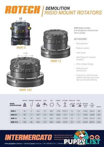 Rigid Mount Rotators for excavators 