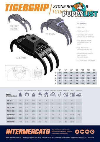 Excavator Stone Rock Grab - GX55-50/5