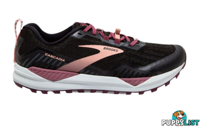 Brooks Cascadia 15 Womens Trail Running Shoes - Black/Ebony/Coral Cloud - 8.5 Wide - 1203311D-087-85