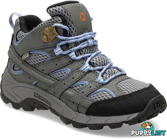 Merrell Moab 2 Mid Big Kids Waterproof Hiking Boots - Grey/Periwinkle - 2US - MK162260-2