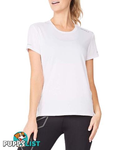 2XU Aero Womens Running Tee - White/Silver Reflective - M - WR6565a-WHT-SRF-M