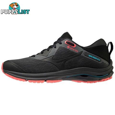 Mizuno Wave Rider 2 GTX Womens Waterproof Road Running Shoes - D.Shadow/Black/F.Coral - 06+ - J1GD207909-06H