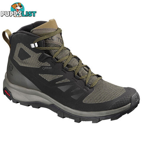 Salomon Outline Mid GTX Mens Hiking Boots - Black/Beluga/Capers - 11.5 US - 404763-110