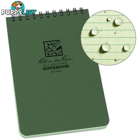 Rite In The Rain Top Spiral 4 X 6 Polydura Waterproof Notebook - Green - XR946