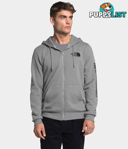 The North Face Brand Proud FZ Mens Fleece Hoodie - TNF Medium Grey Heather/TNF Black - L - NF0A3Y9GGVD-W0L