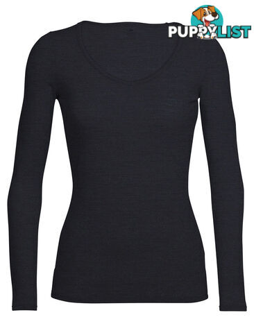 Icebreaker Siren Womens Sweetheart Long Sleeve Merino T-Shirt - Black - L - 103194001L