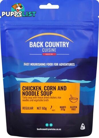 Back Country Cuisine Freeze Dried Meal - Chicken Corn And Noodle Soup - Gluten Free - Regular - BC441