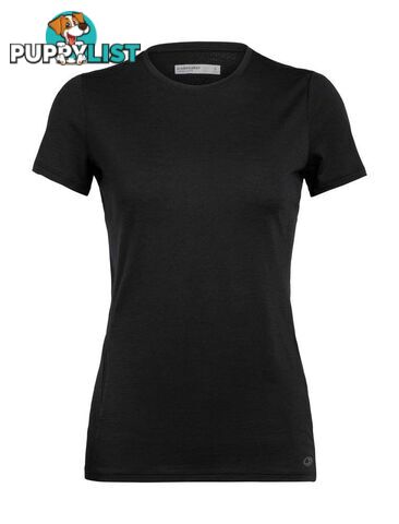 Icebreaker Cool-Lite Amplify Womens Short Sleeve Low Merino Crewe T-Shirt - Black - S - 104765010S