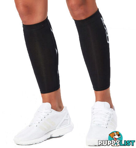 2XU Compression Unisex Calf Guards - Black/Black - UA1987b-BLK-BLK