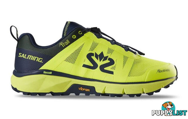 Salming Trail 6 Mens Trail Running Shoes - Safety Yellow/Navy Blue - US10.5 - 1280057-1904-4423