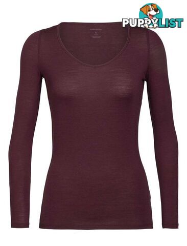 Icebreaker Merino Siren LS Sweetheart Womens Top - Redwood - L - 103194632L