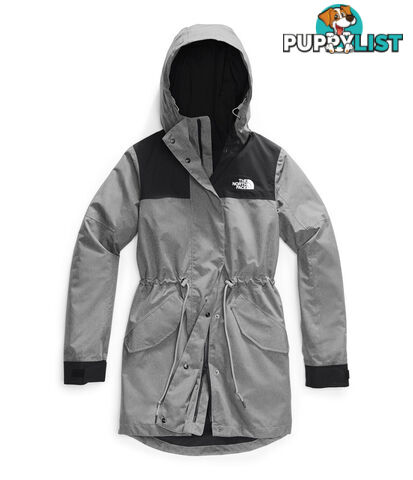 The North Face Metroview Womens Waterproof Trench Coat - TNF Medium Grey Heather/TNF Black - M - NF0A4AM1GVD-T0M