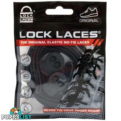 Lock Laces Original No Tie Shoes Laces - Black Solid - LL-ORIG-BKS