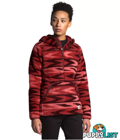 The North Face Campshire 2.0 Womens Pullover Fleece Hoodie - Sunbaked Red Arrow Stripe Print/Barolo Red - L - NF0A3YS7P52-W0L