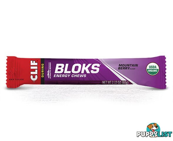 Clif Energy Shot Bloks Energy Chews - Mountain Berry - Individual - Clif-bloks-mberry