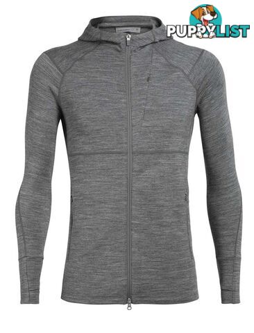 Icebreaker Merino Quantum II LS Zip Hood Mens Fleece Jacket - Gritstone Heather - XXL - 104958004XXL