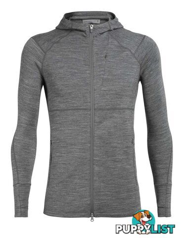 Icebreaker Merino Quantum II LS Zip Hood Mens Fleece Jacket - Gritstone Heather - S - 104958004S