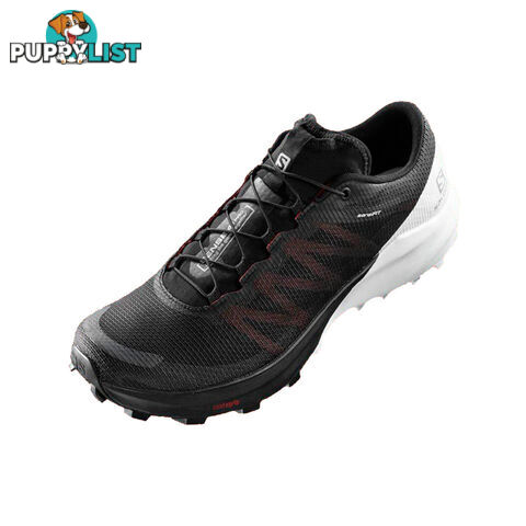 Salomon Sense 4 Pro Mens Trail Running Shoes - Black/White/Cherry Tomato - 130US - 409755-125