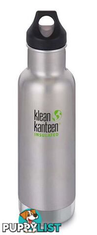 Klean Kanteen 20oz Insulated Classic Loop Cap Water Bottle .6L - Brushed Stainless - XK1003101