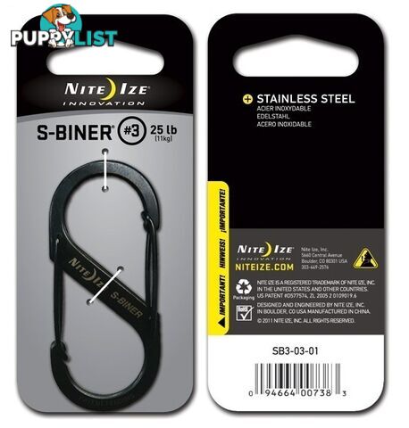 Nite Ize #3 S-Biner Double Gated Carabiner - Black - XNSB30301