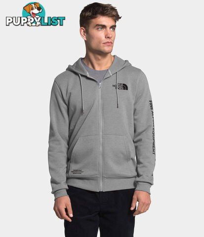 The North Face Brand Proud FZ Mens Fleece Hoodie - TNF Medium Grey Heather/TNF Black - M - NF0A3Y9GGVD-T0M