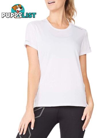 2XU Aero Womens Running Tee - White/Silver Reflective - L - WR6565a-WHT-SRF-L