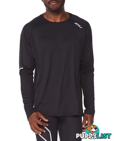 2XU Aero L/S Mens Running T-Shirt - Black/Silver Reflective - M - MR6556a-BLK-SRF-M