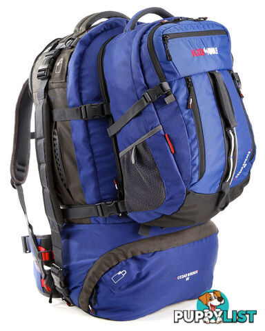 Black Wolf Cedar Breaks 65L Travel Backpack & Zip-off daypack - Blue - 3415801541006