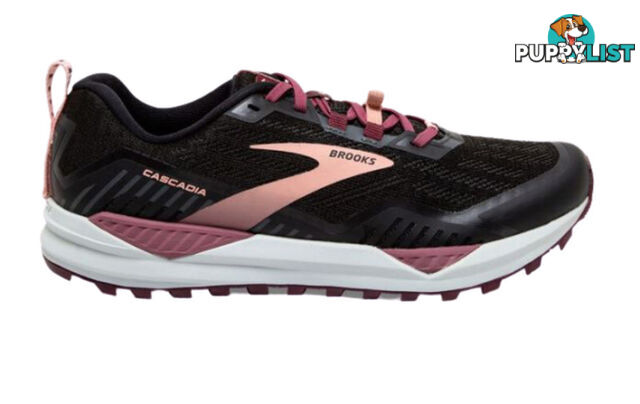 Brooks Cascadia 15 Womens Trail Running Shoes - Black/Ebony/Coral Cloud - 7 Wide - 1203311D-087-7