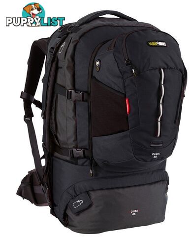 Black Wolf Cuba 65L EXPANDABLE Travel Pack & daypack - Black - 1840-BLACK