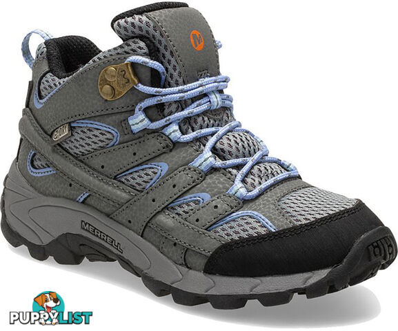 Merrell Moab 2 Mid Big Kids Waterproof Hiking Boots - Grey/Periwinkle - 13US - MK162260-13