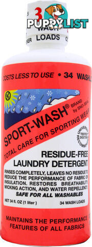 Atsko Sport-Wash All Sports Laundry Detergent - 1L Bottle - SNOSWLTR