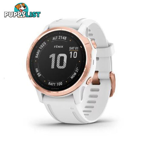 Garmin Fenix 6S Pro Watch - Rose Gold-tone with White Band - 10-02159-12