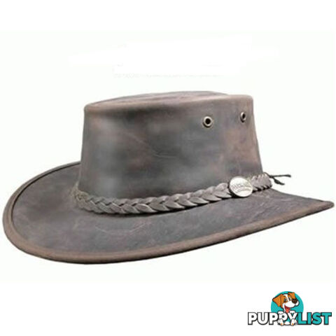 BARMAH FOLDAWAY BRONCO LEATHER HAT BROWN [Hat Size:XL] - 1060BRXL