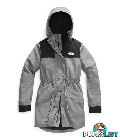 The North Face Metroview Womens Waterproof Trench Coat - TNF Medium Grey Heather/TNF Black - L - NF0A4AM1GVD-W0L