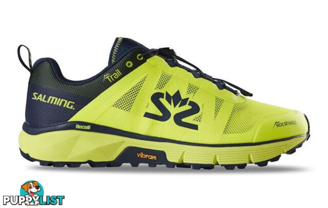 Salming Trail 6 Mens Trail Running Shoes - Safety Yellow/Navy Blue - US9.5 - 1280057-1904-4313