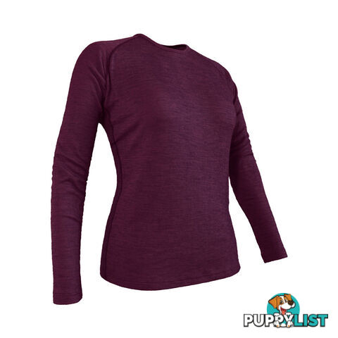 Wilderness Wear Merinofusion 190 Women's Long Sleeve Crew - Fusion Merlot - 16 - U801-FusionMerlot-16