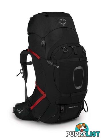 Osprey Aether Plus 70L Mens Hiking Backpack - Black - S/M - OSP0890-Black-S-M