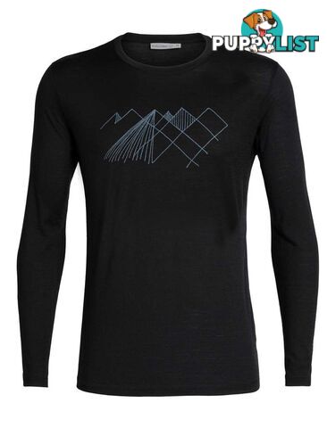 Icebreaker Merino Tech Lite LS Crewe Mens T-Shirt - Geo Mountain - 104955