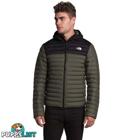 The North Face Stretch Down Mens Insulated Hoodie - New Taupe Green/TNF Black - L - NF0A3Y55BQW-W0L