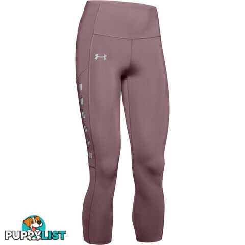 Under Armour Qualifier Speedpocket Roadside Runway Crop Womens Leggings - Pink - LG - 1342863-662-LG